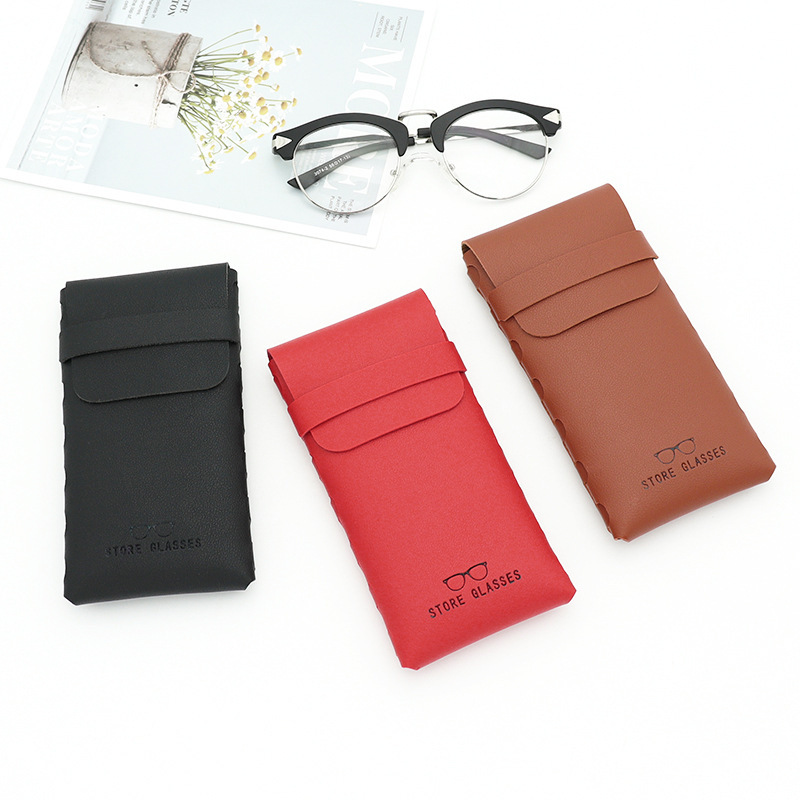 Glasses Bag Soft Leather Simple Myopia presbyopic Glasses Leather Case Men's Portable Soft Bag Storage Bag Women's Fresh Leather Glasses Case