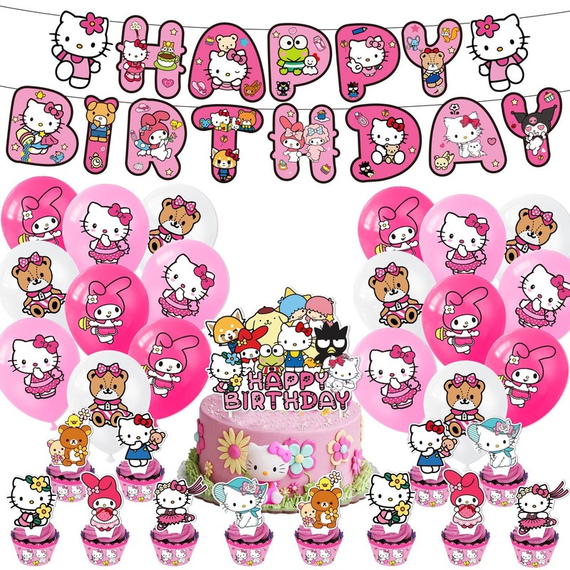 草莓主题生日快乐派对装饰套装生日拉旗蛋糕插旗螺旋派对用品装饰|undefined