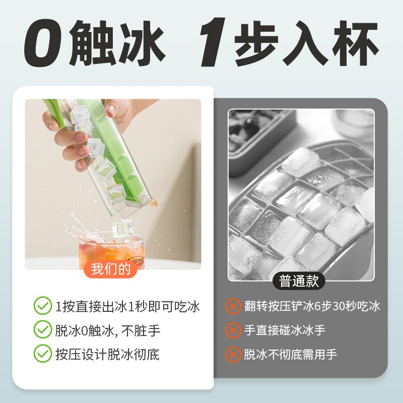 製氷アーティファクト夏の家庭用製氷皿クリエイティブ片手プレスアイスボックス冷蔵庫製氷プレスアイスキューブグリッド|undefined