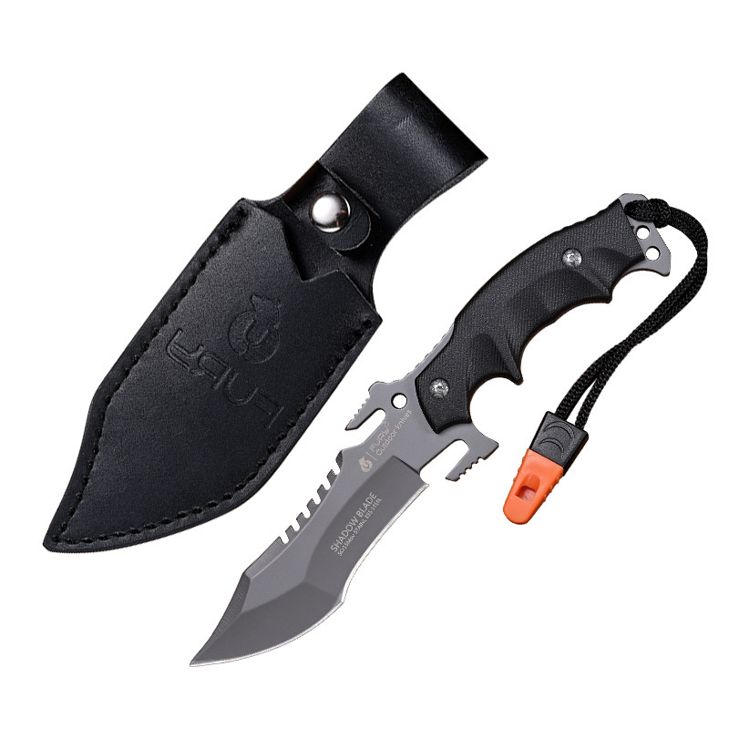 Cuchillo al aire libre de acero al carbono de alta dureza 5cr15 tridente cuchillo de supervivencia al aire libre en un cuchillo de camping cuchillo recto multifuncional