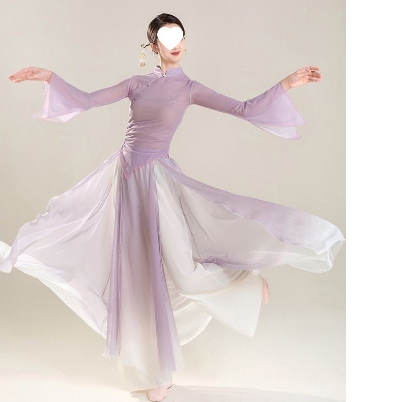 Dance Clothing Teacher's Ancient Style Classical Dance Gauze Dance Bell-Sleeved Top Elegant Gauze Practice Clothing Direct Sales and Delivery
