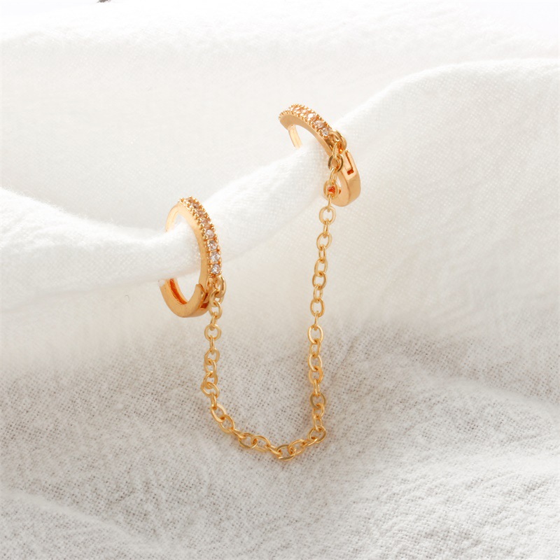 Style, personnalité, mode, boucles d'oreilles à double cercle, boucle ronde en zircon simple, boucles d'oreilles à chaîne à pompon simples et longues_voghion.com