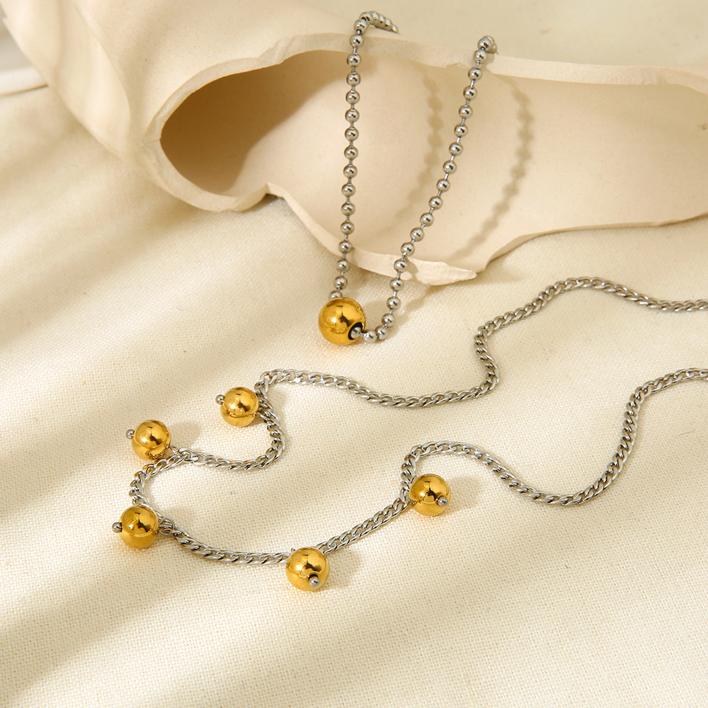 304 Stainless Steel Pendant Material Necklace Classification Wholesale Jewelry Vintage Style Classic Style Geometric 304 Stainless Steel Titanium Steel Mixed Metal Plating Necklace Ball Chain