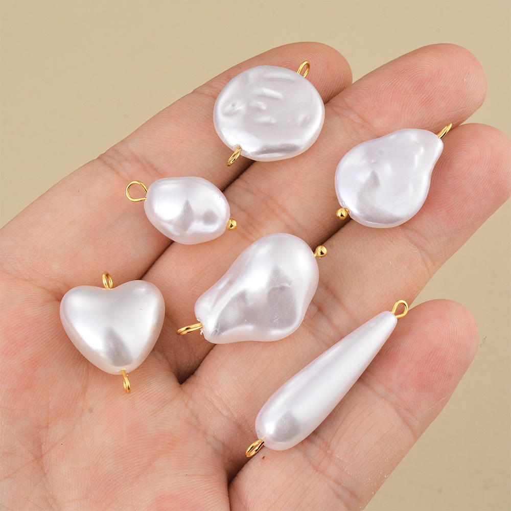 Beads Jewelry Making Type DIY Jewelry Accessories Classification 10 PCS/Package Stainless Steel Imitation Pearl Irregular Heart Shape Beads Baroque Style