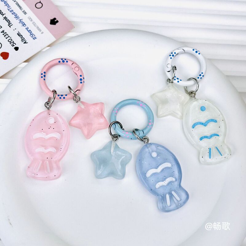 Clear Snapper Keychain Sparkling Star Pendant Pendant Best Friend Couple Gift Pendant