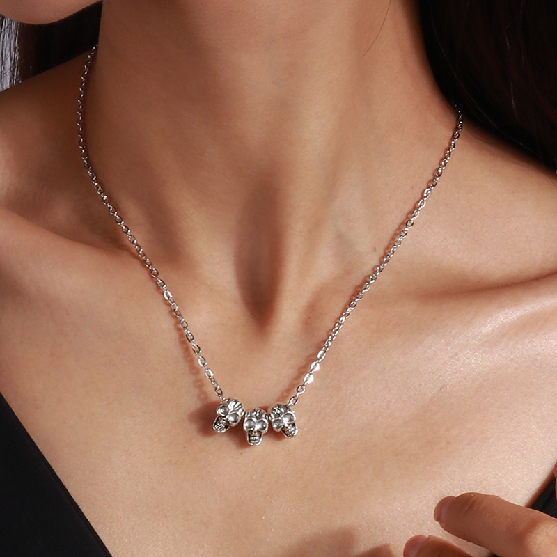 Zinc Alloy Pendant Material Vacation Classic Style Skull Zinc Alloy Cable Chain Pendant Necklaces Wholesale