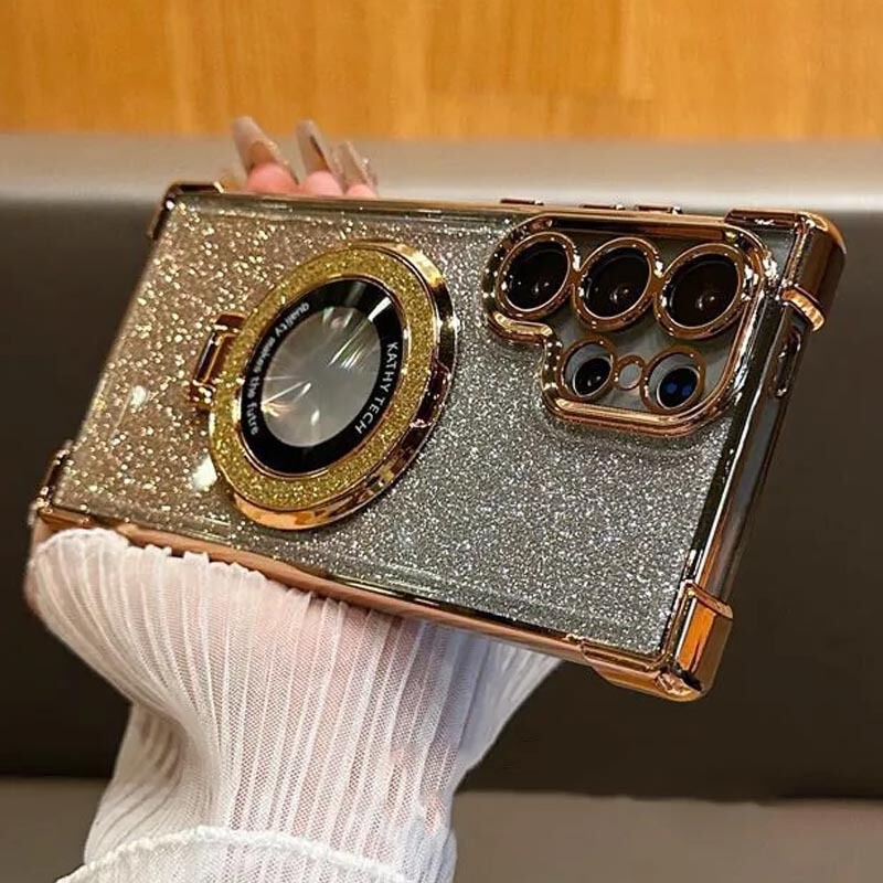 Suitable for Samsung S26Ultra Mobile Phone Case S24Fe Glitter Magnetic Stand S25+ Airbag Electroplated High-End Women's Case Suitable for Samsung S26Ultra Mobile Phone Case S24Fe Glitter Magnetic Stand S25+ Airbag Electroplated High-End Women's Case