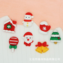 聖誕系列樹脂配件聖誕老人鈴鐺雪人發夾裝飾材料diy手機殼配飾