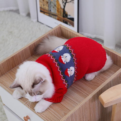 Pet Clothes Cat Christmas Sweater Small Dog Winter Warm Autumn and Winter Pet Clothes  New Style