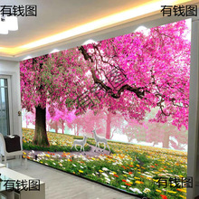 客厅沙发背景墙壁画招财贴画书房装饰风景中堂简约中国风富贵山水