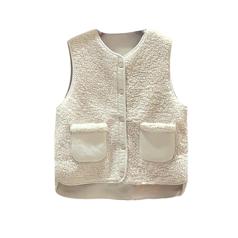 Chaleco de las mujeres 2023 Otoño e Invierno Nuevo Cordero felpa Chaleco de las mujeres de estilo coreano versátil Chaleco Corto chaleco abrigo