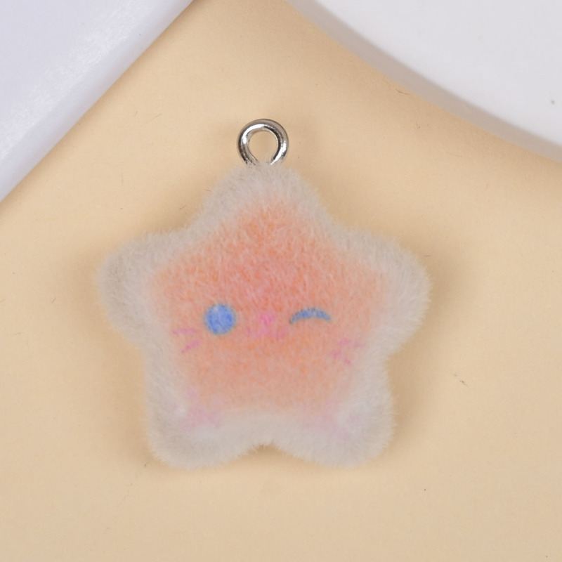 植绒树脂小星星挂件钥匙扣手机链挂饰DIY包包饰品挂件配件批发|undefined