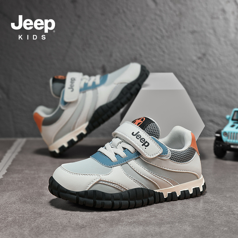 Jeep男童鞋2025秋季新款防水皮面儿童运动鞋舒适轻便女童跑步鞋潮|undefined