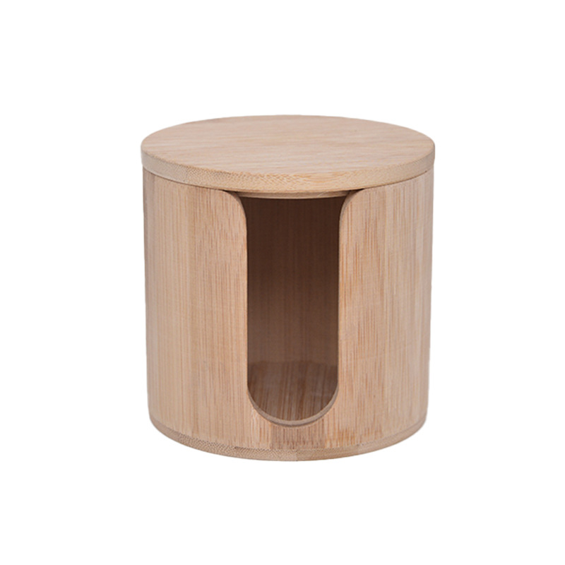Cilindro de bambú creativo simple tarro de té cosmético removedor de maquillaje caja de almacenamiento de algodón baño cara toalla caja de almacenamiento