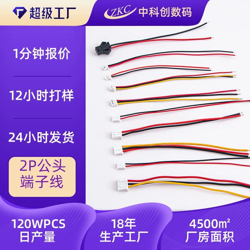Индивидуальный жгут проводов терминала PH2.0, линия подключения, обработка жгута проводов динамика XH2.54, красная и черная линия цифрового жгута проводов