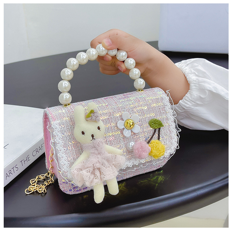Bolso de La Perla de los niños 2023 nuevo lentejuelas pequeño bolso cuadrado moda lindo niñas bolsa decorativa bandolera