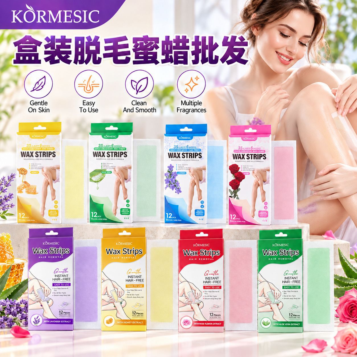 Kormesic Honey Aloe Vera Floral Fragrance Hair Removal Wax Depilation Beauty Salon Peel-Off Hair Removal Wax