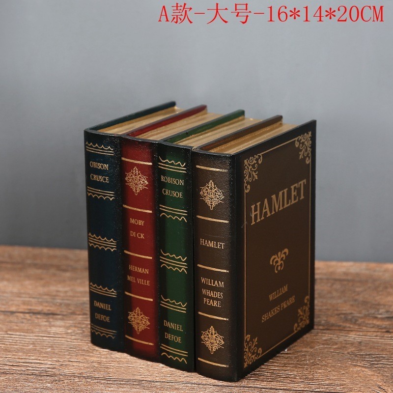 アメリカ式の北欧の木のシミュレーションの本の装飾の本の箱は書斎の復古の道具の本を飾って本の箱を収納します。|undefined