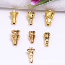 18k包金保色星月紫檀金刚三通铜镶锆石佛塔念珠佛头塔帽塔头批发