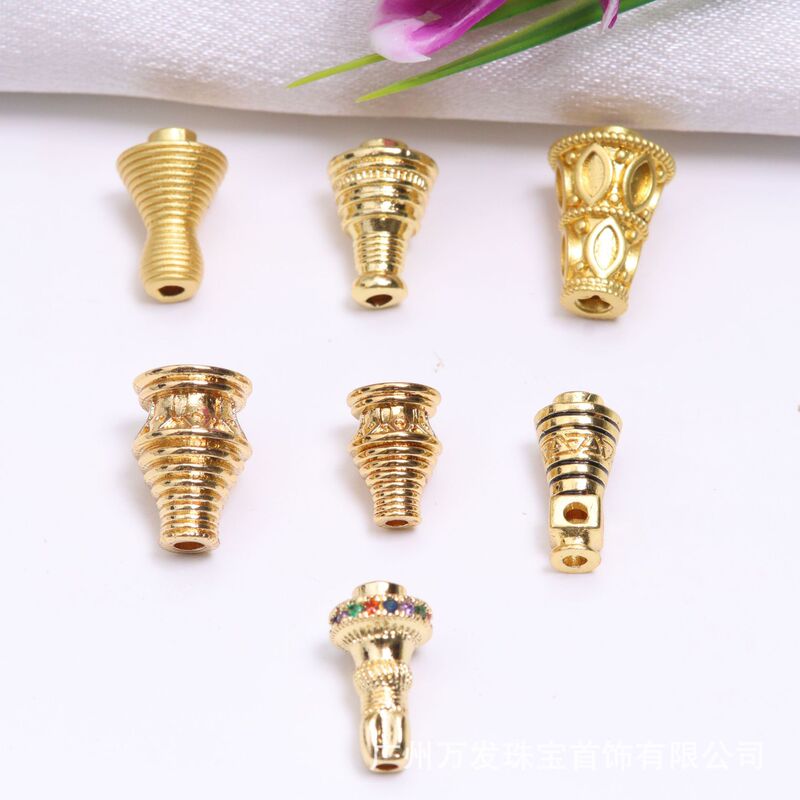 18k gold color preserving star moon rosewood diamond tee copper inlaid zircon pagoda beads pagoda cap pagoda head wholesale