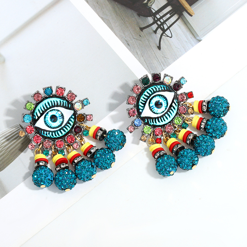 Creative Diamond-studded Zinc Alloy Devil's Eye Earrings display picture 5