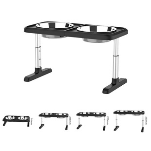 Amazon New Adjustable Lifting Stainless Steel Dog Bowl Cat Bowl New Upgraded Folding Pet Double Bowl Tableware Plate