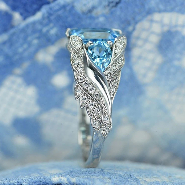 Yunjin TEMU popular anillo de circón azul cuadrado joya anillo femenino popular joyería transfronteriza exclusivo image 4