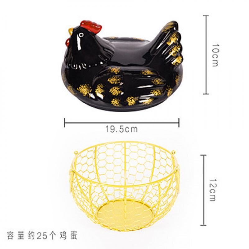 陶瓷鸡蛋篮水果篮杂物蓝陶瓷厨房置物架创意收纳铁编篮铁艺收纳篮|undefined