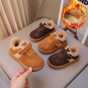 Korean children's cotton shoes 2024 winter new boys lamb wool fleece-lined warm winter shoes girls baby cotton shoes