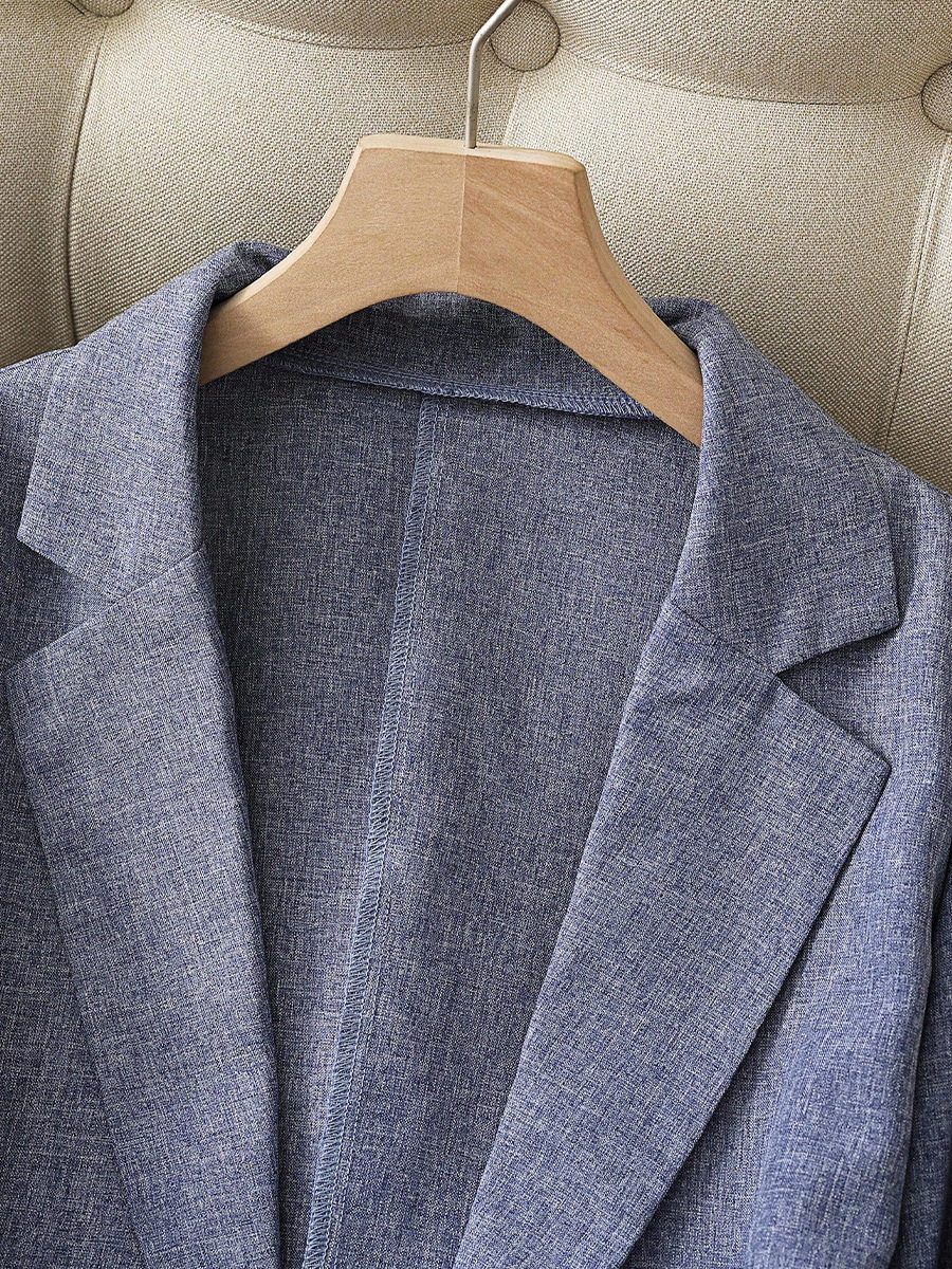 Women's Slim Fit Blazer Quarter Sleeve Single Button Casual Jacket_voghion.com