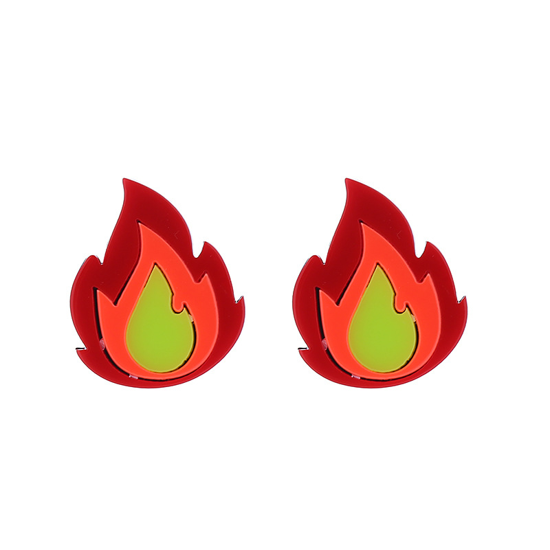 Stoving Varnish Design 1 Pair Hip-Hop Retro Flame Heart Shape Stoving Varnish Arylic Earrings