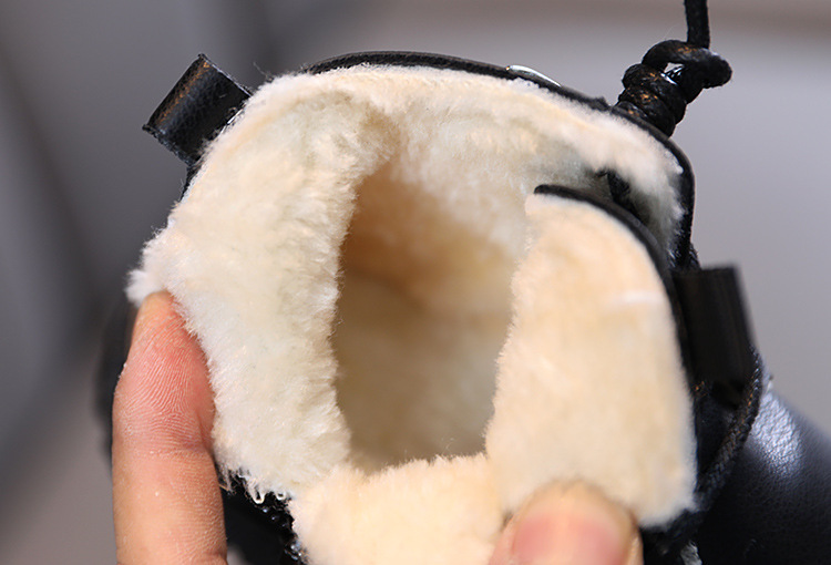 Nuove scarpe invernali da bambina in cotone felpato e ispessito, stivali Martin da ragazzo, taglio basso morbido in stile britannico_voghion.com