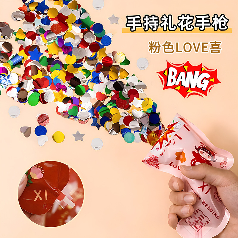 Boda de regalo de regalo de mano pistola de regalo de boda compromiso de familia foto props spraying de arroz suministros de boda
