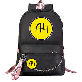 直播网红A4印花USB青少年中小学生书包男女休闲织带双肩背包