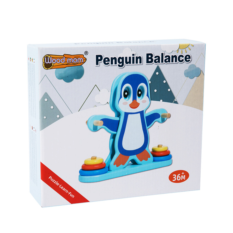 De madera de los niños diversión pingüino juego equilibrio bebé equilibrio percepción capacidad educación temprana iluminación juguetes creativos