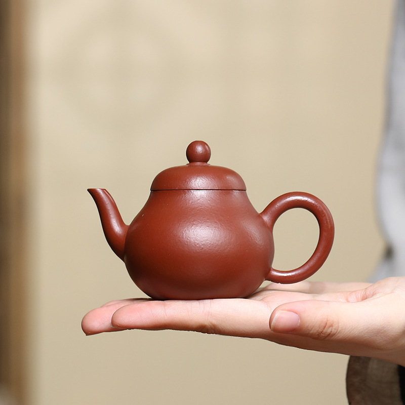 宜兴原矿朱泥紫砂壶梨形壶100毫升孟臣小品茶壶泡茶用具商务礼品
