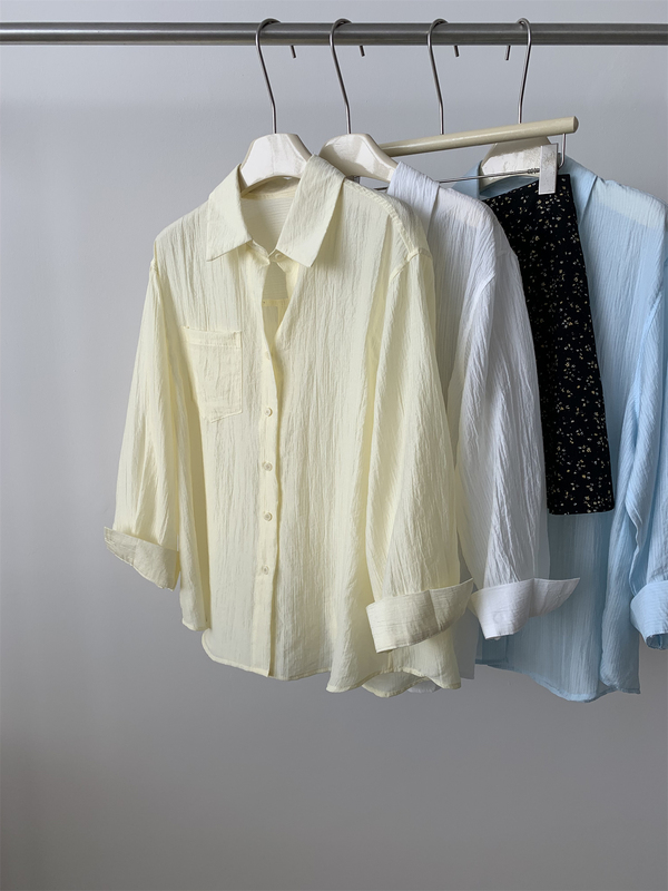 Relaxed Fit Back-Slit Tencel Texture Sun-Protective Shirt for Women, Lightweight Summer Lyocell Shirt, Air-Conditioning Shirt Relaxed Fit Back-Slit Tencel Texture Sun-Protective Shirt for Women, Lightweight Summer Lyocell Shirt, Air-Conditioning Shirt