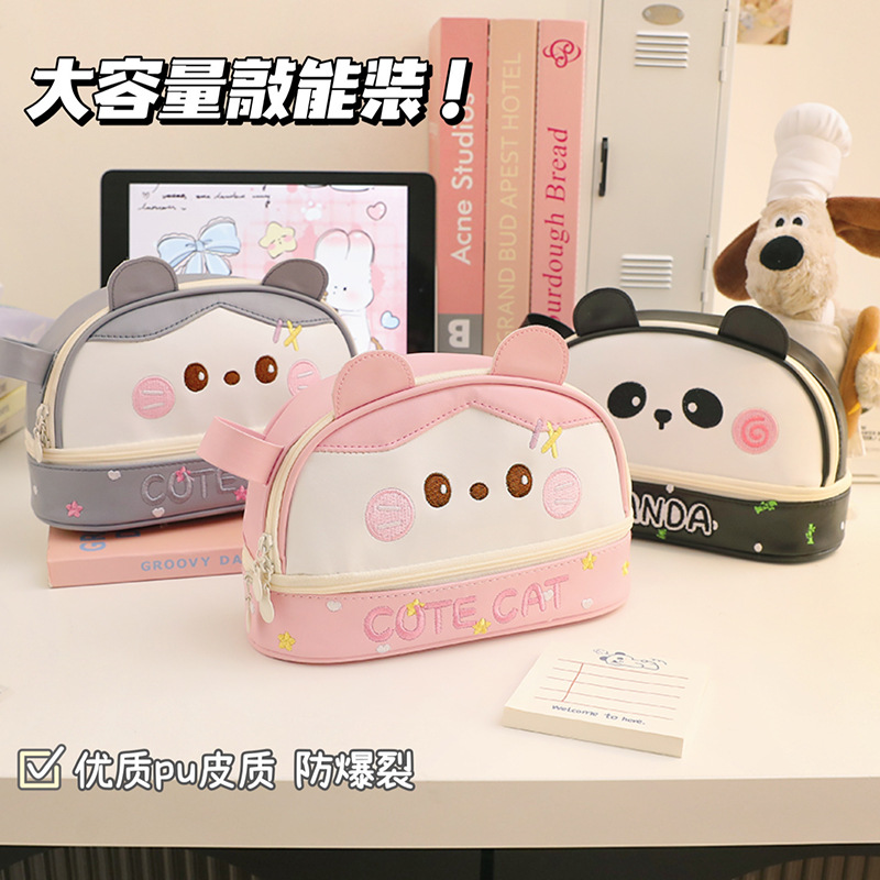 Bolsas de bolígrafo de gran capacidad de almacenamiento impermeable bolsa de maquillaje bolsas de papelería estudiantes bolsa impermeable PU bolsa pequeña bolsa de almacenamiento al por mayor