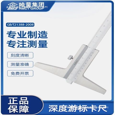 哈量深度游标卡尺标准带表数显2003005001000高精度家用不锈钢