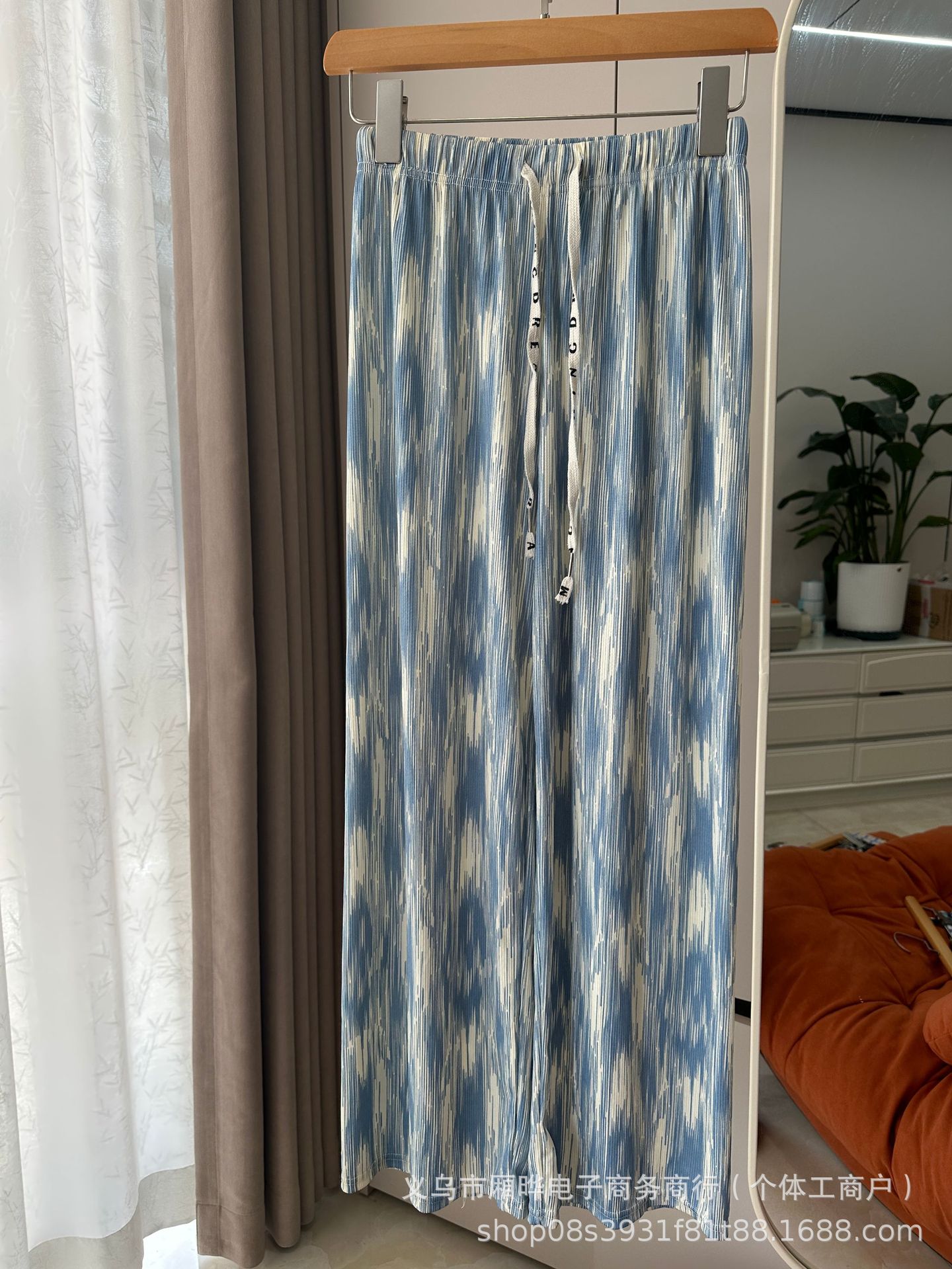 2025 nuevas mujeres de primavera y verano, pantalones anchos teñidos de seda de hielo, cintura alta, pantalones rectos sueltos, caída, todo fósforo, delgado