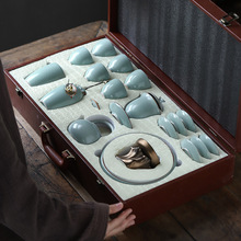 新款汝窑陶瓷提梁壶盖碗家用功夫茶具套装整套陶瓷开业活动送礼品