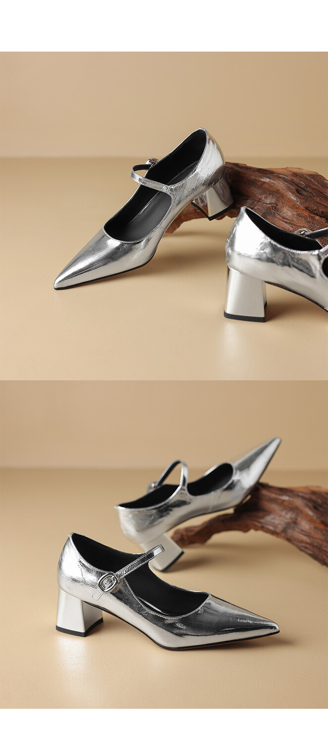 CHIKO Alicja Pointy Toe Block Heels Mary Jane Shoes