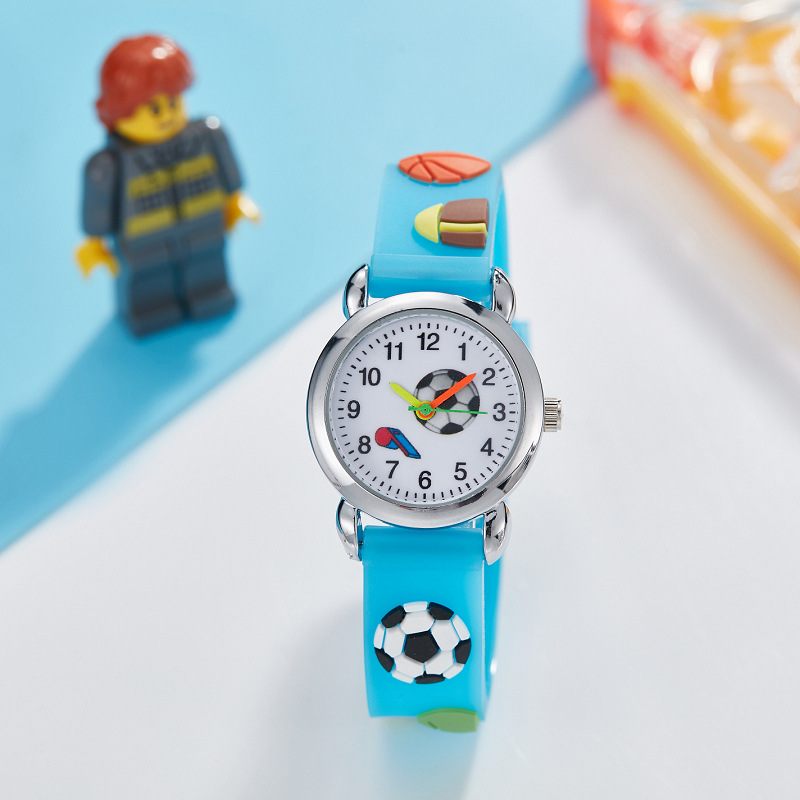 Buckle Buckle Style Round Dial Shape Cartoon Style Cute Football Buckle Silica Gel Strap Quartz Watch