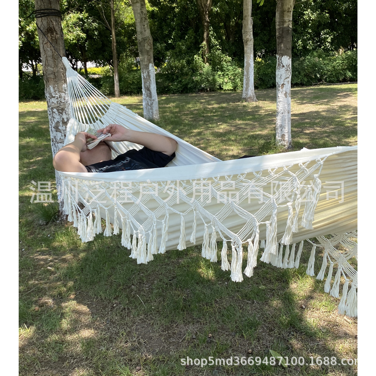 Ins Bohemian Swing Tassel Hammock 더블 캔버스 해먹 야외 캠핑 용품 실내 교수형 의자