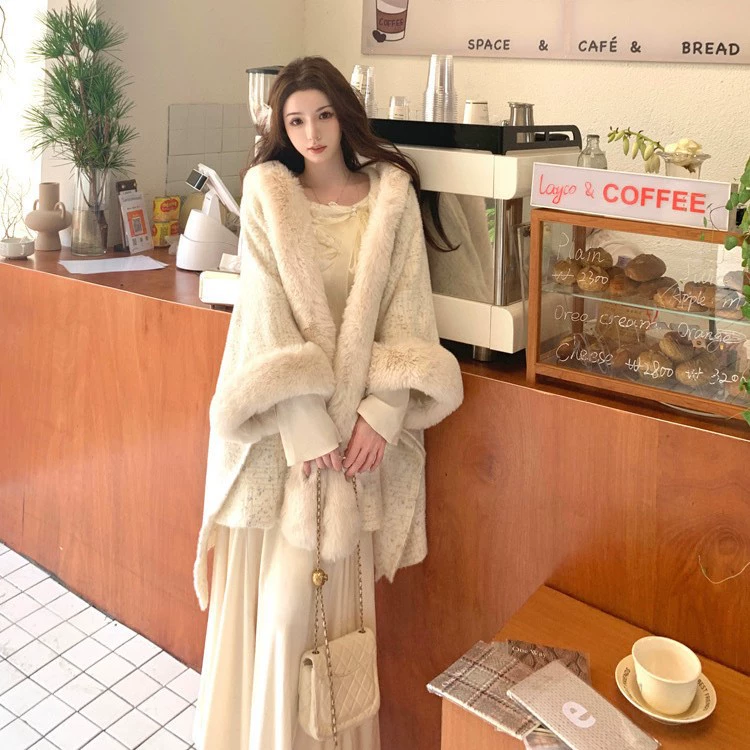 Velvet cloak, jacket, trench coat, plus size, (Physicals)