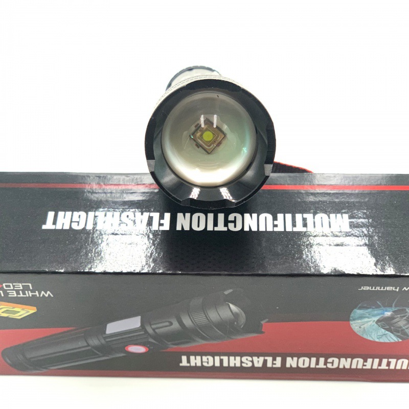 Linterna láser blanco multifunción coche roto ventana martillo hogar iluminación de emergencia linterna al aire libre luz fuerte linterna recargable