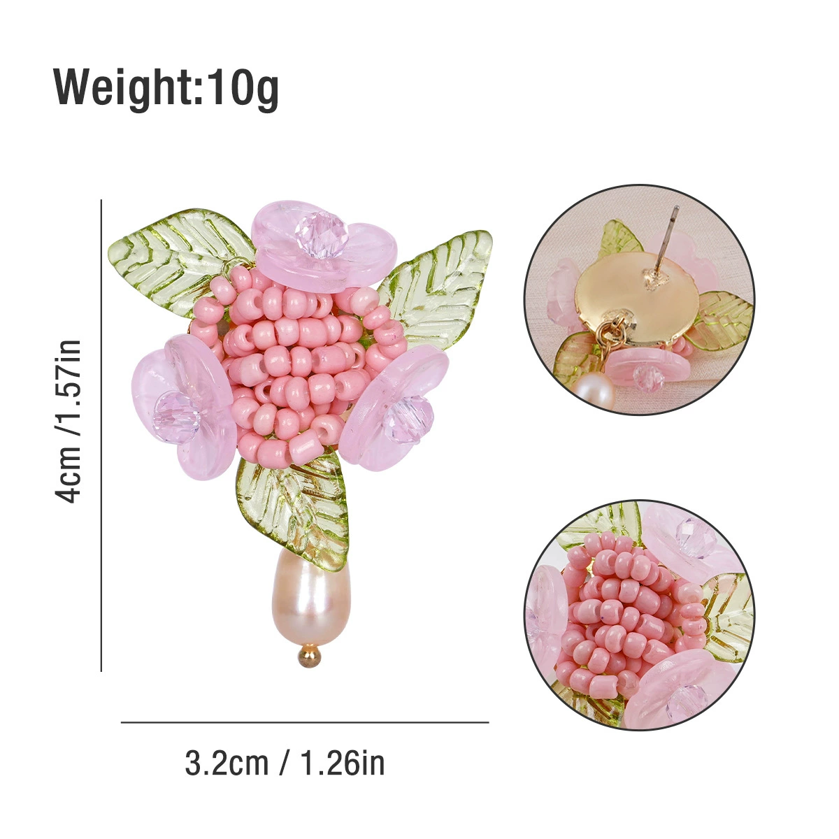 钟意 Accessory handmade, woven glass earrings, flowered