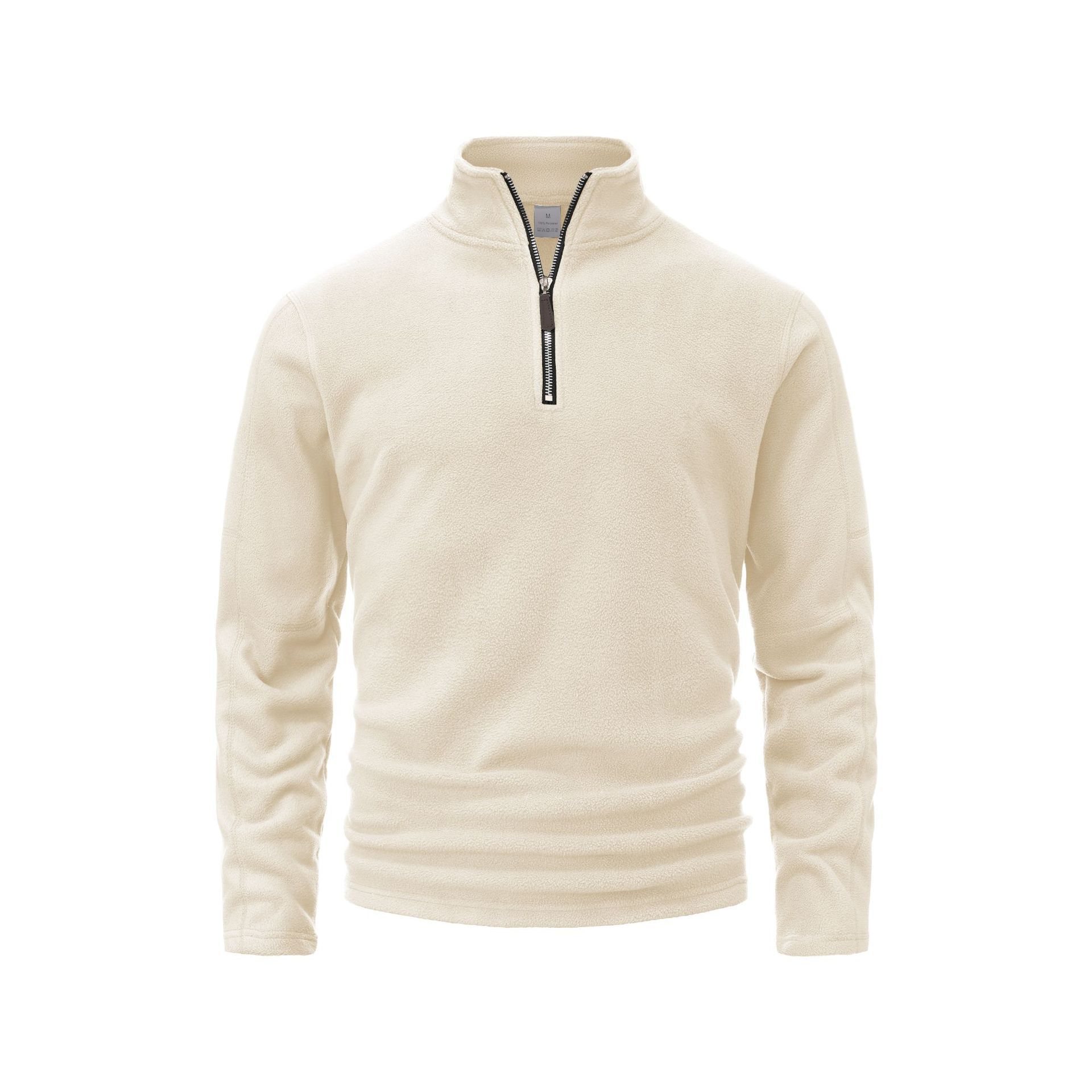 Cross-Border European Size New Men's Casual Sweatshirt Stand Collar Half Zipper Solid Color Long Sleeve Loose Trendy Top Jacket