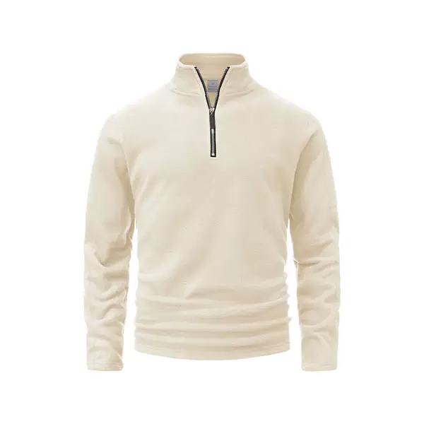 Cross-Border European Size New Men's Casual Sweatshirt Stand Collar Half Zipper Solid Color Long Sleeve Loose Trendy Top Jacket