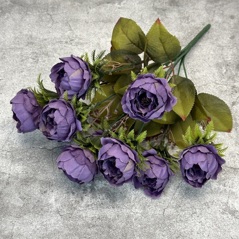 Ramo de peonías artificiales de otoño, decoración para bodas en casa, accesorios de fotografía de rosas hechos a mano, venta al por mayor de flores artificiales.